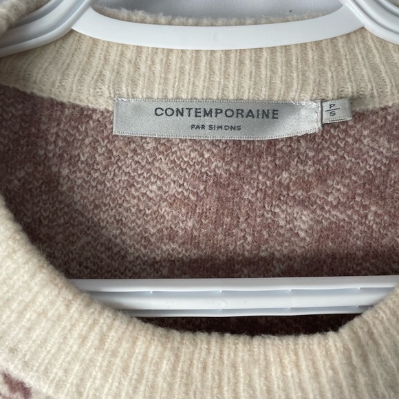 SIMONS Elegant Cream and Brown Paisley thick Sweater by Simon’s size small NWOT - Picture 3 of 4